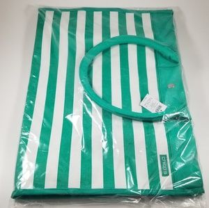 NWT Green turquoise striped beach tote bag